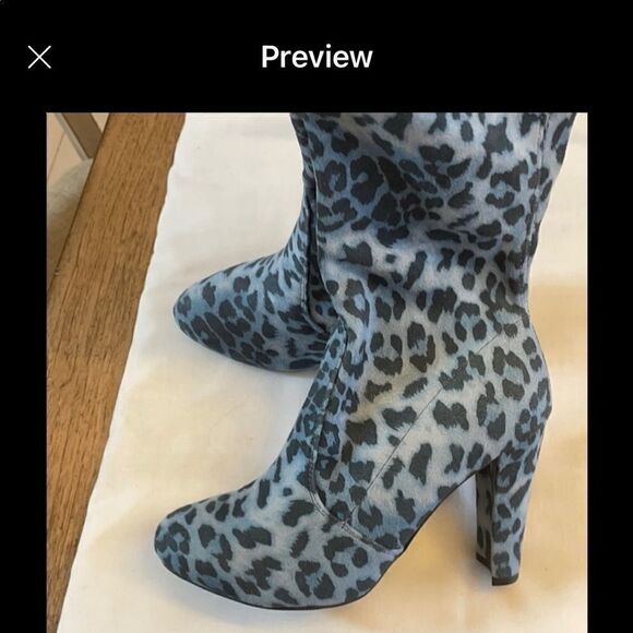 WILD DIVA BLUE LEOPARD OVER THE KNEE BOOTS… - Picture 2 of 10